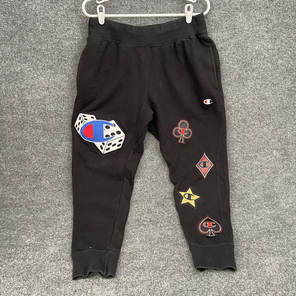 Champion Jogger Sweatpants Mens Size M Black Dice  Ace Drawstring Pants